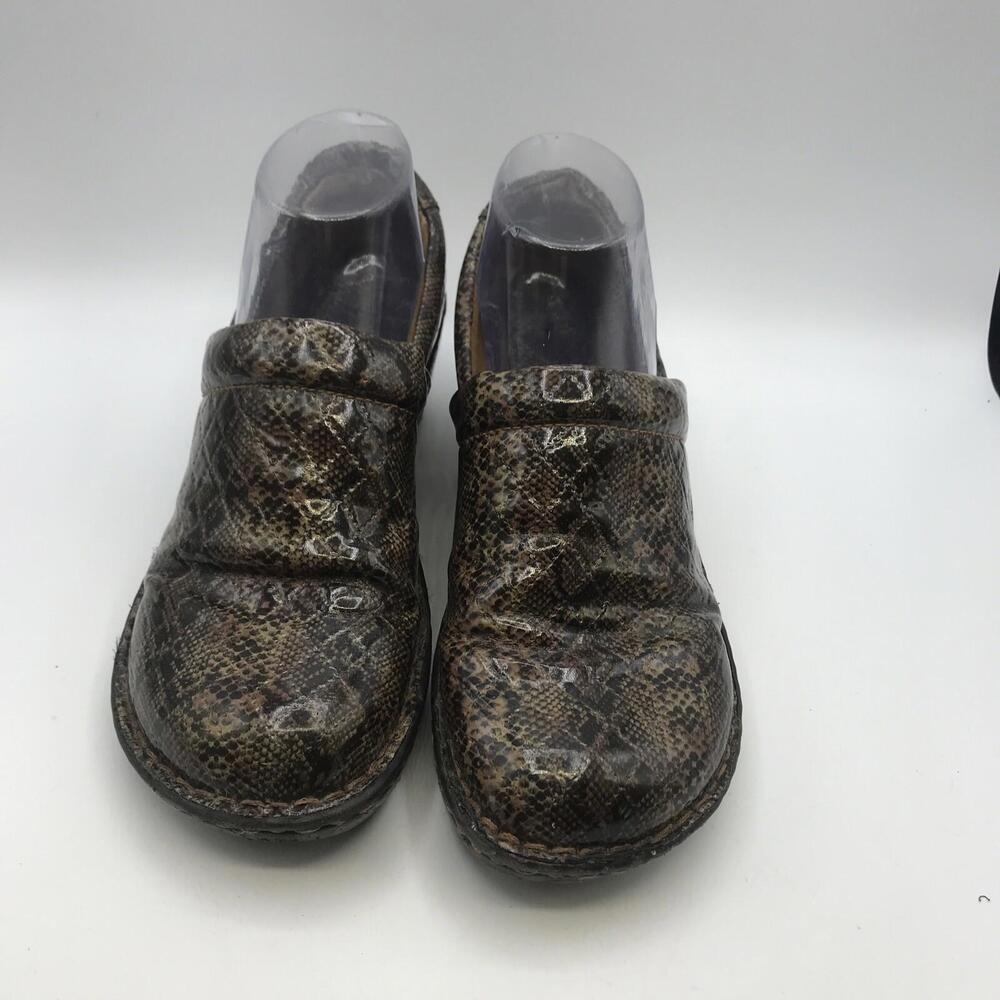 BOC Born Concept Womens 40 US 8.5 Snakeskin Patent Leather Nurse Clogs Shoes - Picture 2 of 8